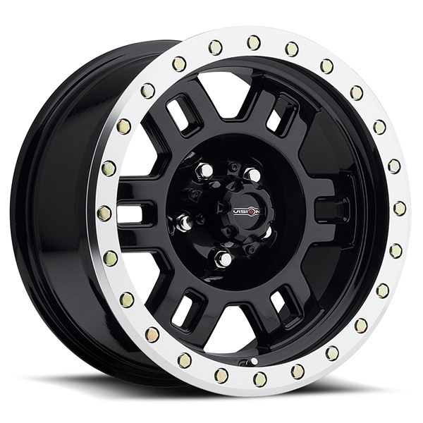 Vision Off-Road 398 Manx Gloss Black with Machined Lip Center Cap