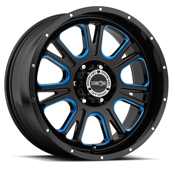Vision Off-Road 399 Fury Gloss Black with Blue Tint On Windows Center Cap