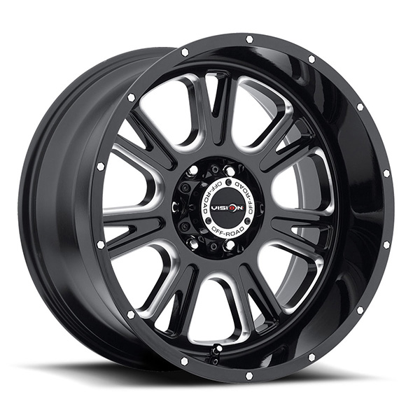 Vision Off-Road 399 Fury Gloss Black with Milled Center Cap