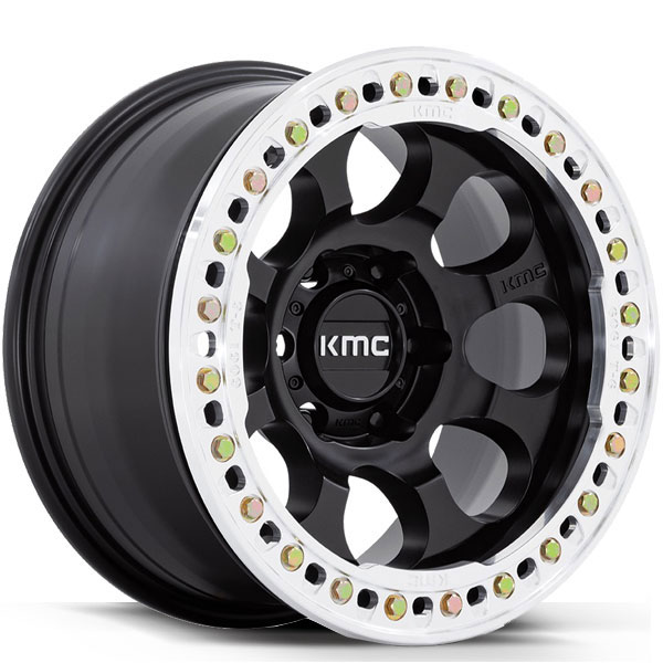 KMC KM237 Riot Beadlock Satin Black with Machined Ring